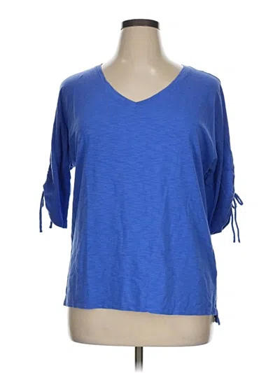 Pre-owned Talbots 3/4 Sleeve Top Blue V Neck Tops