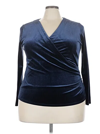 Pre-owned Talbots 3/4 Sleeve Top Blue V-neck Tops