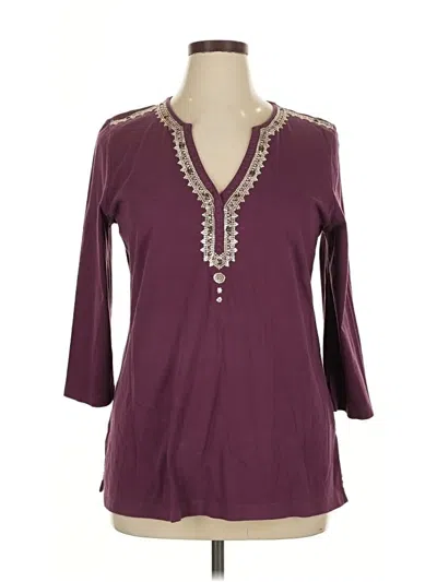Pre-owned Talbots 3/4 Sleeve Top Burgundy V Neck Tops