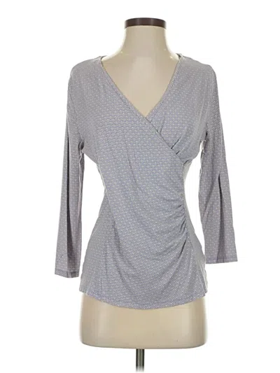 Pre-owned Talbots 3/4 Sleeve Top Gray Plunge Neckline Tops