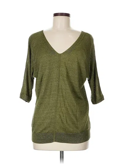 Pre-owned Talbots 3/4 Sleeve Top Green V Neck Tops
