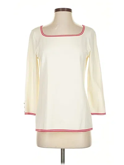 Pre-owned Talbots 3/4 Sleeve Top Ivory Boatneck Tops In White