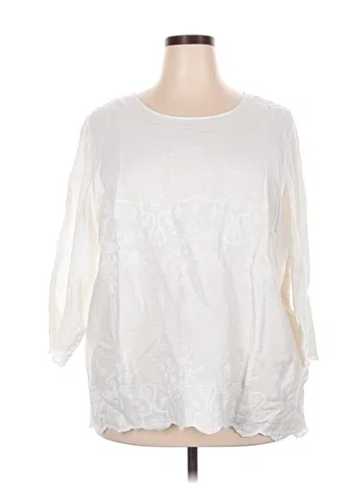 Pre-owned Talbots 3/4 Sleeve Top Ivory Boatneck Tops In White