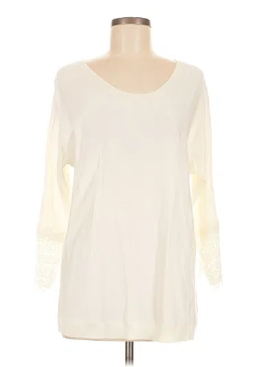 Pre-owned Talbots 3/4 Sleeve Top Ivory Boatneck Tops In White