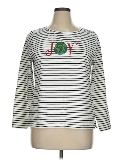 Pre-owned Talbots 3/4 Sleeve Top Ivory Boatneck Tops In White