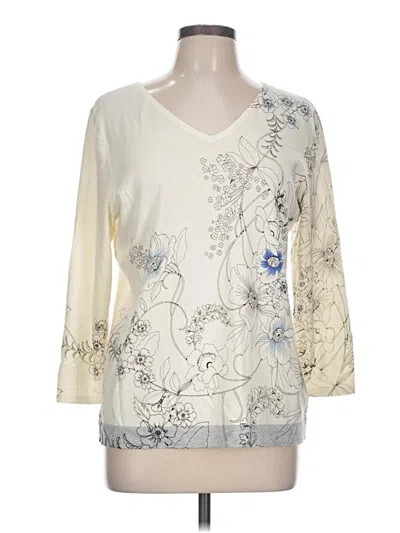 Pre-owned Talbots 3/4 Sleeve Top Ivory V-neck Tops
