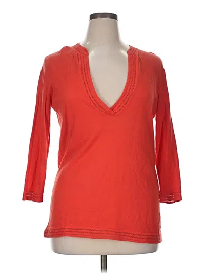 Pre-owned Talbots 3/4 Sleeve Top Orange V Neck Tops