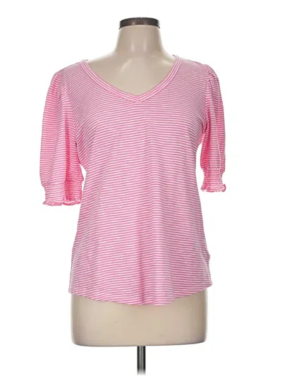 Pre-owned Talbots 3/4 Sleeve Top Pink V Neck Tops