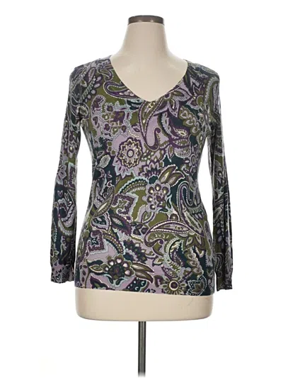 Pre-owned Talbots 3/4 Sleeve Top Purple V Neck Tops