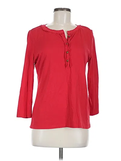 Pre-owned Talbots 3/4 Sleeve Top Red Keyhole Neckline Tops