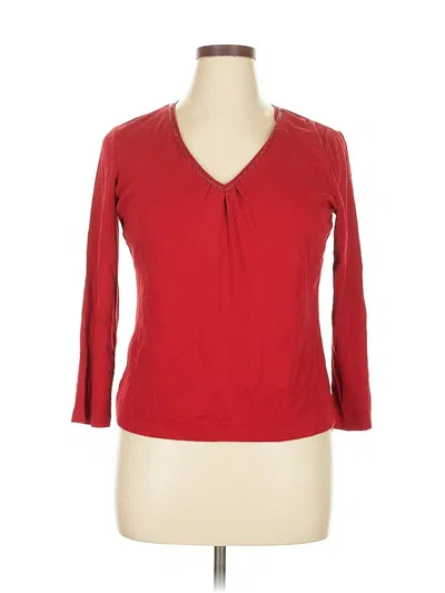Pre-owned Talbots 3/4 Sleeve Top Red V Neck Tops