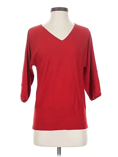 Pre-owned Talbots 3/4 Sleeve Top Red V Neck Tops
