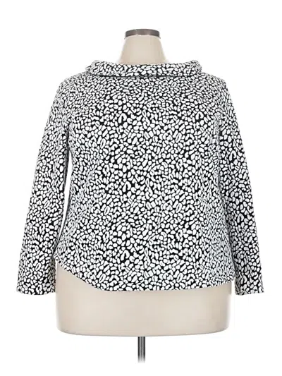 Pre-owned Talbots 3/4 Sleeve Top Silver Animal Print Pattern Cowl Neck Tops