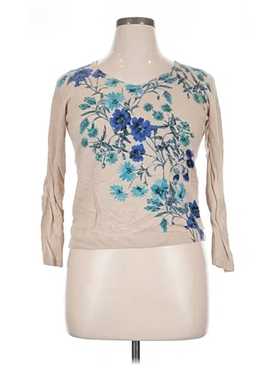 Pre-owned Talbots 3/4 Sleeve Top Tan Boatneck Tops