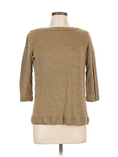 Pre-owned Talbots 3/4 Sleeve Top Tan Boatneck Tops In Brown