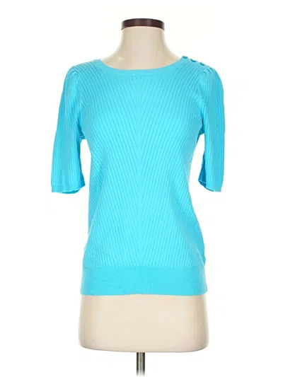 Pre-owned Talbots 3/4 Sleeve Top Teal Boatneck Tops In Blue
