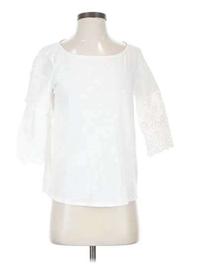 Pre-owned Talbots 3/4 Sleeve Top White Square Neckline Tops