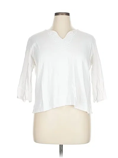 Pre-owned Talbots 3/4 Sleeve Top White V Neck Tops