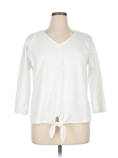 Pre-owned Talbots 3/4 Sleeve Top White V Neck Tops