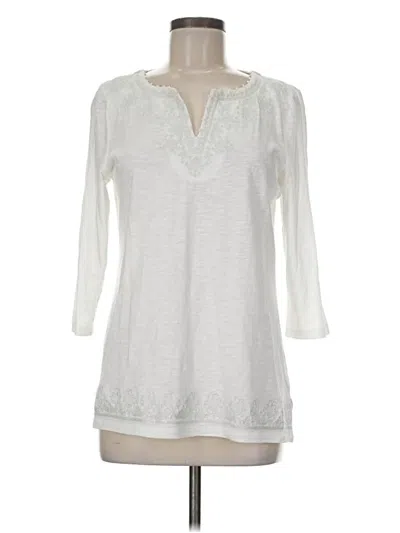 Pre-owned Talbots 3/4 Sleeve Top White V Neck Tops