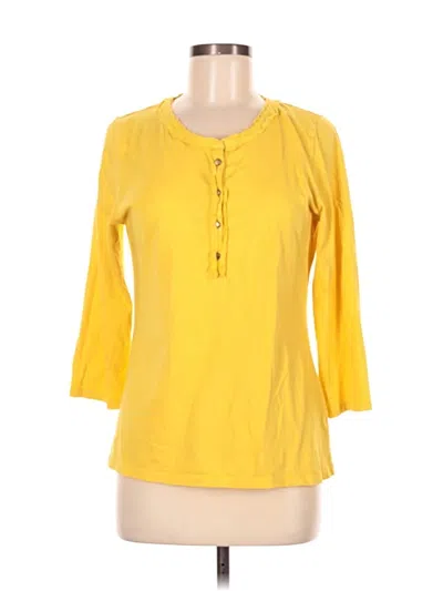 Pre-owned Talbots 3/4 Sleeve Top Yellow Keyhole Neckline Tops