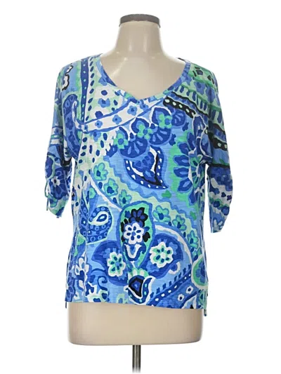 Pre-owned Talbots 3/4 Sleeve T-shirt In Blue