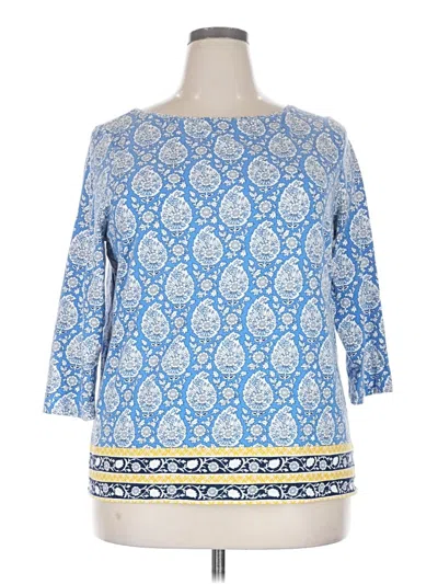 Pre-owned Talbots 3/4 Sleeve T-shirt In Blue
