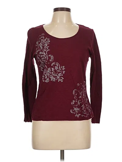 Pre-owned Talbots 3/4 Sleeve T-shirt In Burgundy