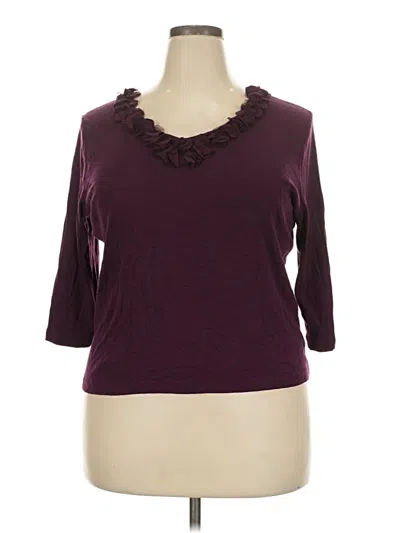 Pre-owned Talbots 3/4 Sleeve T-shirt In Burgundy