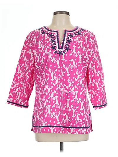 Pre-owned Talbots 3/4 Sleeve T-shirt In Pink