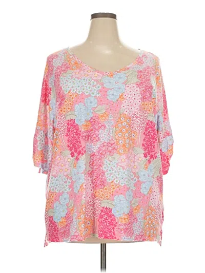 Pre-owned Talbots 3/4 Sleeve T-shirt In Pink