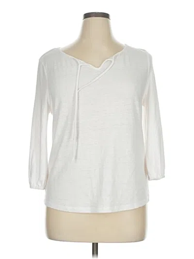 Pre-owned Talbots 3/4 Sleeve T-shirt In White