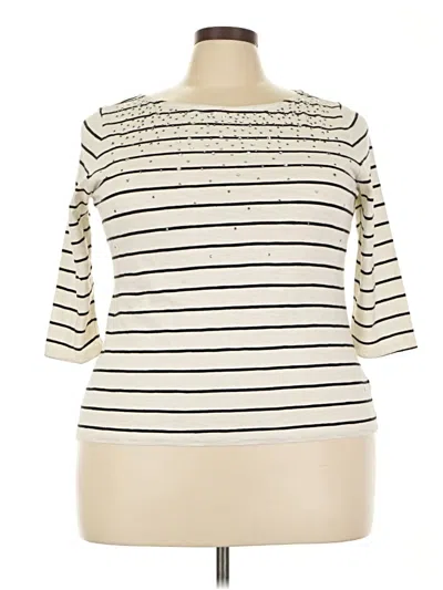 Pre-owned Talbots 3/4 Sleeve T-shirt In White