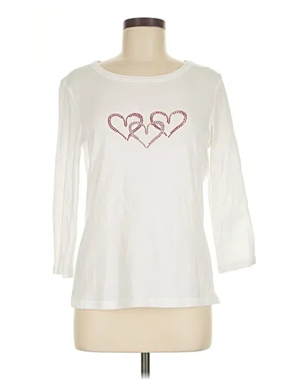 Pre-owned Talbots 3/4 Sleeve T-shirt In White
