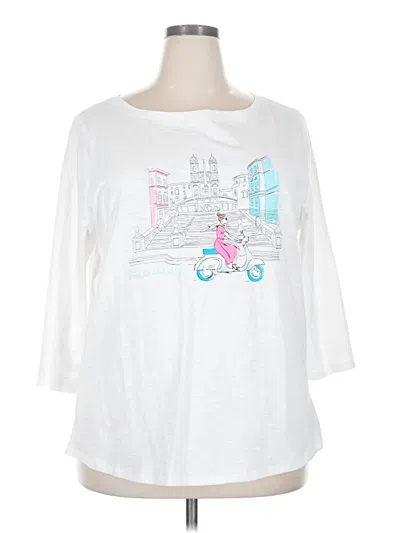 Pre-owned Talbots 3/4 Sleeve T-shirt In White