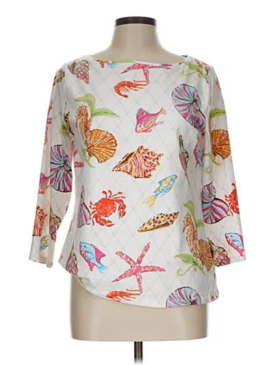 Pre-owned Talbots 3/4 Sleeve T-shirt In White