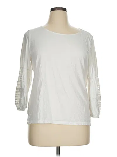Pre-owned Talbots 3/4 Sleeve T-shirt In White