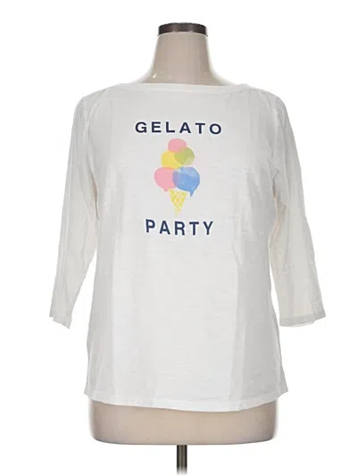 Pre-owned Talbots 3/4 Sleeve T-shirt In White