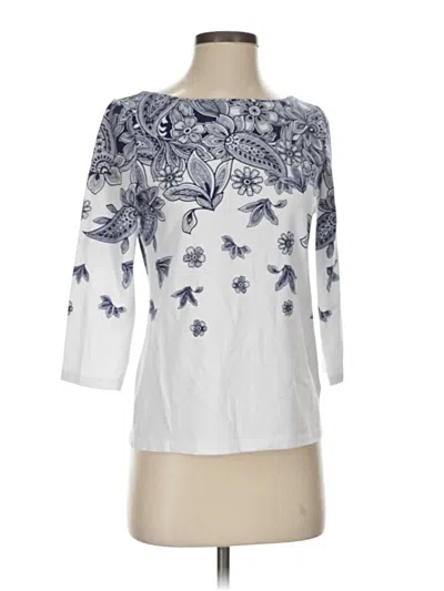 Pre-owned Talbots 3/4 Sleeve T-shirt In White