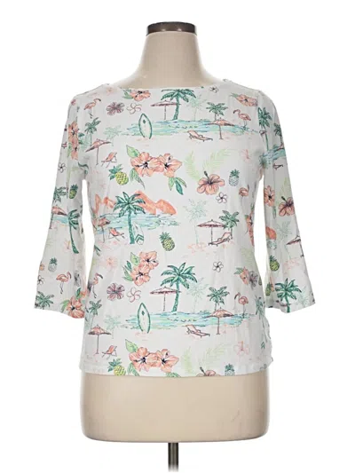 Pre-owned Talbots 3/4 Sleeve T-shirt In White
