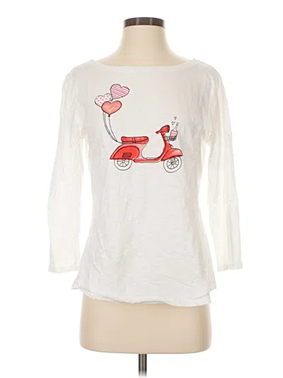 Pre-owned Talbots 3/4 Sleeve T-shirt In White