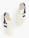 Talbots Â® Mark Cox Tennis Sneakers - Off White/navy Blue - 10m - 100% Cotton  In Off White,navy Blue