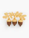 Talbots Acorn Branch Brooch - Acorn Brown/gold - 001
