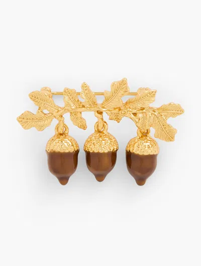 Talbots Acorn Branch Brooch - Acorn Brown/gold - 001