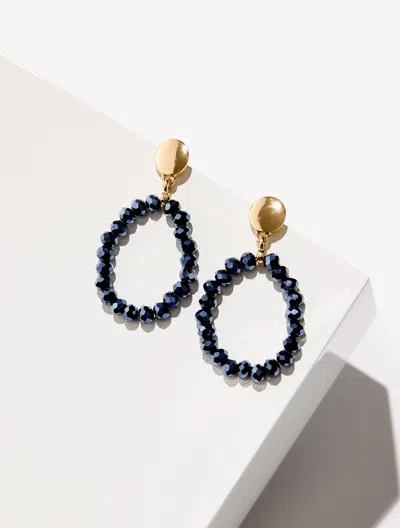 Talbots Adara Beaded Hoop Earrings - Blue/gold - 001