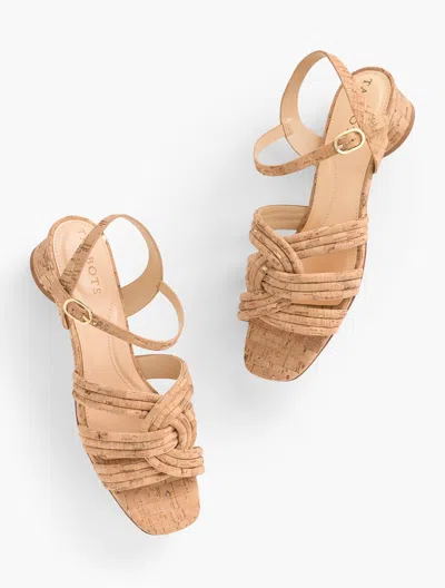Talbots Adina Cork Block Heel Sandals - Natural/gold - 11m