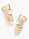 Talbots Adina Nappa Block Heel Sandals - Metallic - Gold - 9 1/2 M