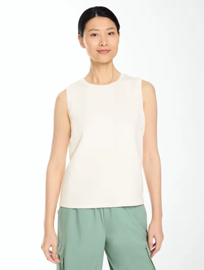Talbots Airknit Stretch Crewneck Sleeveless Tank Top - Ivory - Small  In White