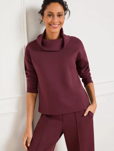 Talbots Airknit Stretch Funnel Neck Pullover Sweater - Burgundy Berry - 1x  In Burgundy Berry