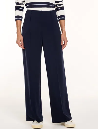 Talbots Airknit Stretch Hollywood Waist Wide Leg Pants - Blue - Xs